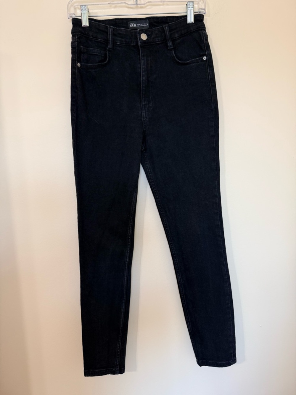 Zara Black High-Rise Ankle Skinny Jeans with Stretch